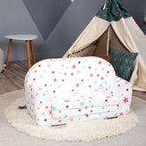 DELSIT Toddler Couch & Kids Sofa - Flip Open Double Sofa - White With Stars